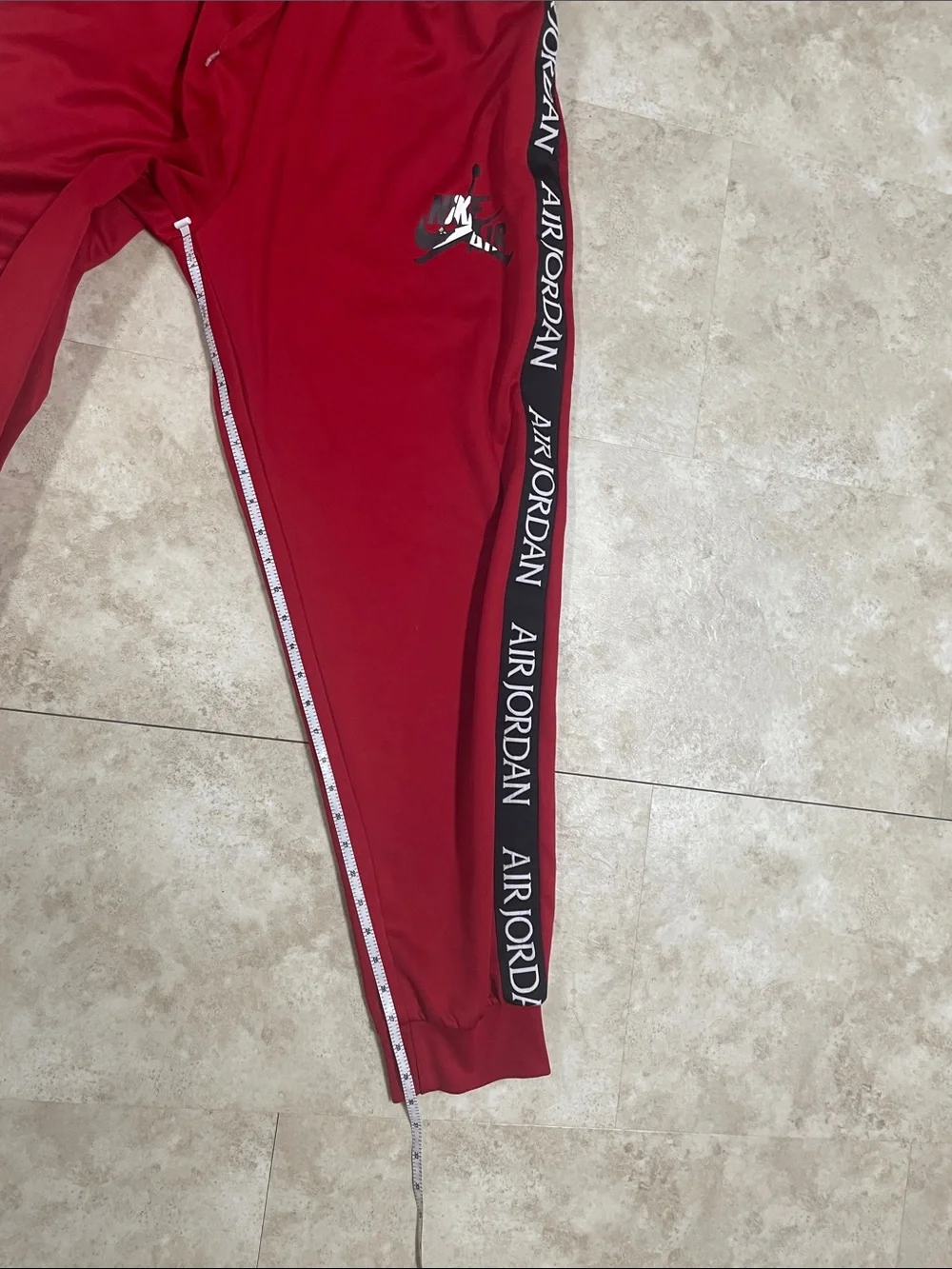 Jordan mens Red Track Joggers with Black Side Logo Tape XL